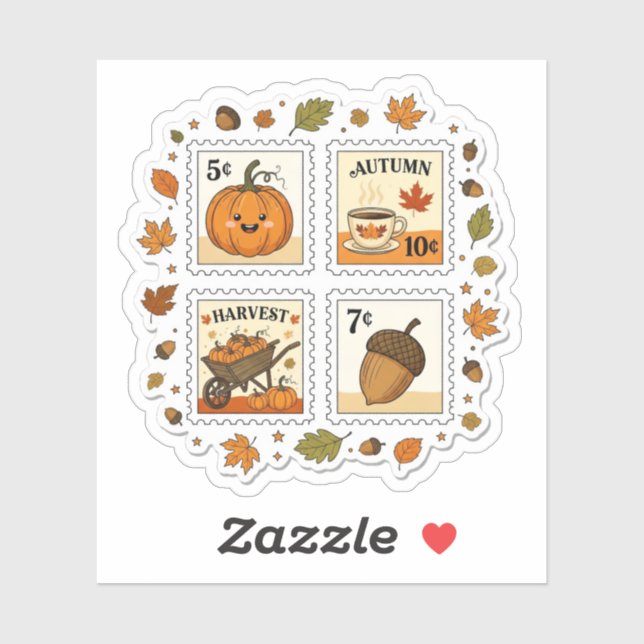 Autumn Harvest Postage Stamp Sticker – Cozy Pumpki (Sheet)