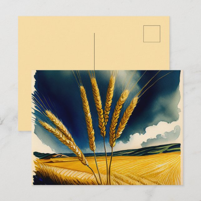 Autumn Harvest Prairie Gold Holiday Postcard (Front/Back)