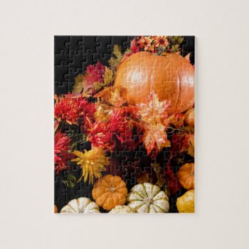Autumn Harvest - Pumpkin And Gourd Still Life Jigsaw Puzzle by DragonL8dy at Zazzle