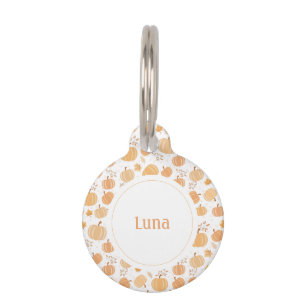 Autumn Harvest Pumpkin and Leaf Pastel Pattern Pet ID Tag