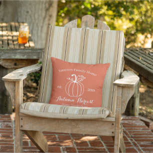 Autumn Harvest Pumpkin Family Thanksgiving Decor Outdoor Pillow