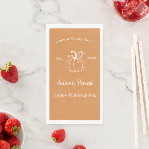 Autumn Harvest Pumpkin Family Thanksgiving    Paper Guest Towels