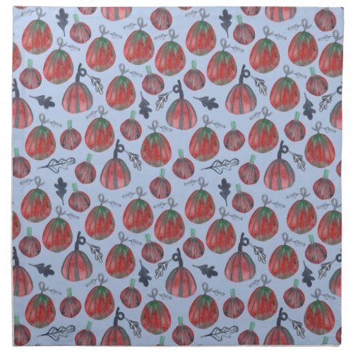 Autumn Harvest Pumpkin Spice Watercolor Cloth Napkin