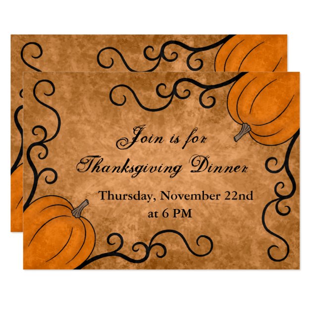 Autumn Harvest Pumpkin Thanksgiving Dinner 5x7 Card