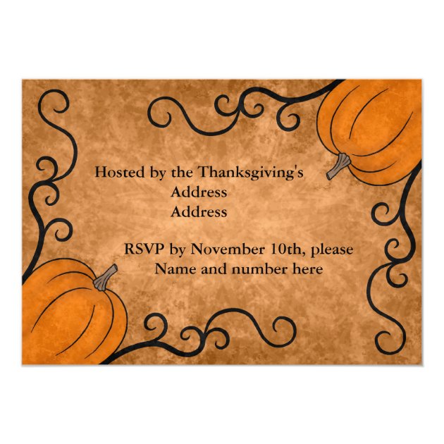 Autumn Harvest Pumpkin Thanksgiving Dinner 5x7 Card
