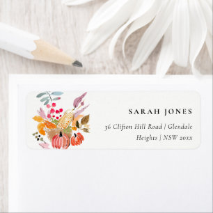 Autumn Harvest Pumpkin Watercolor Addresss Label