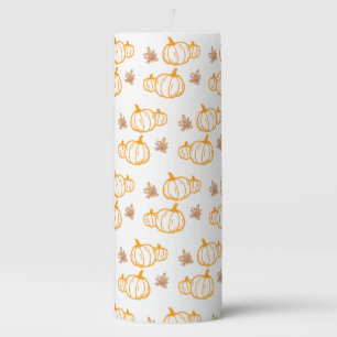 Autumn Harvest Pumpkins and Leaves Pillar Candle