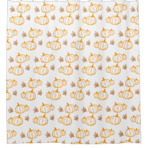 Autumn Harvest Pumpkins and Leaves Shower Curtain