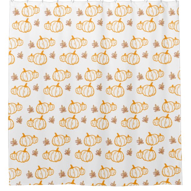 Autumn Harvest Pumpkins and Leaves Shower Curtain (Front)