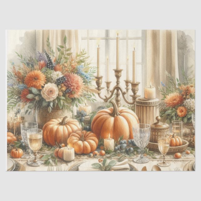 Autumn Harvest Pumpkins Decoupage  Tissue Paper (Front)