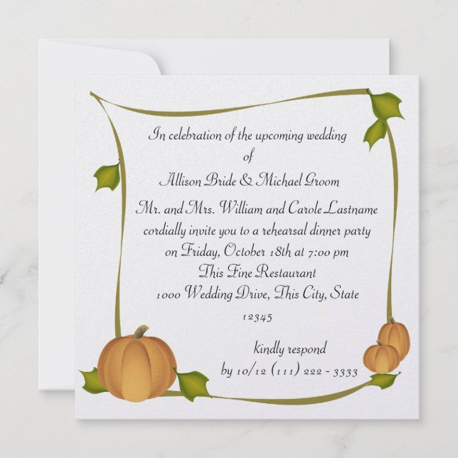 Autumn Harvest Rehearsal Dinner Invitation (Front)