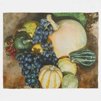 Autumn Harvest Still Life with Pumpkins, Gourds Fleece Blanket