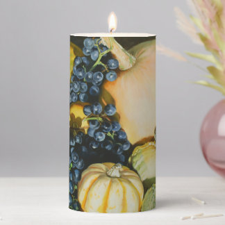 Autumn Harvest Still Life with Pumpkins, Gourds Pillar Candle