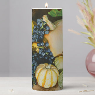 Autumn Harvest Still Life with Pumpkins, Gourds Pillar Candle