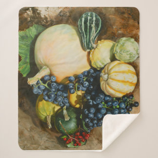 Autumn Harvest Still Life with Pumpkins, Gourds Sherpa Blanket