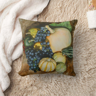 Autumn Harvest Still Life with Pumpkins, Gourds Throw Pillow