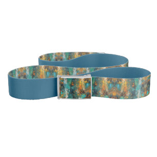 Autumn Harvest Teal Rust Gold Abstract Belt