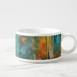 Autumn Harvest Teal Rust Gold Abstract Bowl