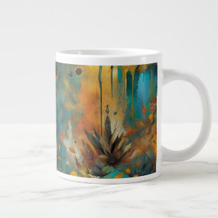 Autumn Harvest Teal Rust Gold Abstract Giant Coffee Mug