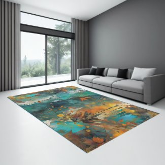 Autumn Harvest Teal Rust Gold Abstract