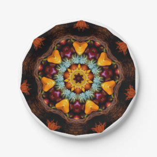 AUTUMN HARVEST THANKSGIVING CORNUCOPIA MANDALA PAPER PLATES