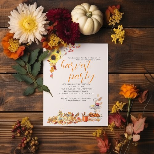 Autumn Harvest Thanksgiving Dinner Party Invitation