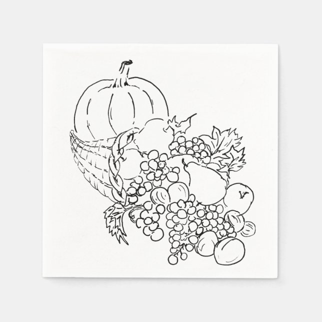 Autumn Harvest Thanksgiving Illustration Napkins (Front)