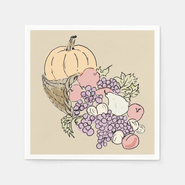 Autumn Harvest Thanksgiving Painting Napkins (Front)