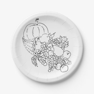 Autumn Harvest Thanksgiving Paper Plates
