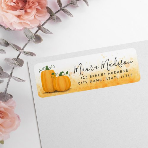 Autumn harvest Thanksgiving pumpkin return address Label