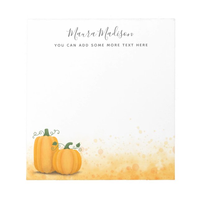 Autumn harvest Thanksgiving pumpkins personalized Notepad (Front)