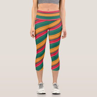 Autumn Harvest Verdant Plaid  Capri Leggings
