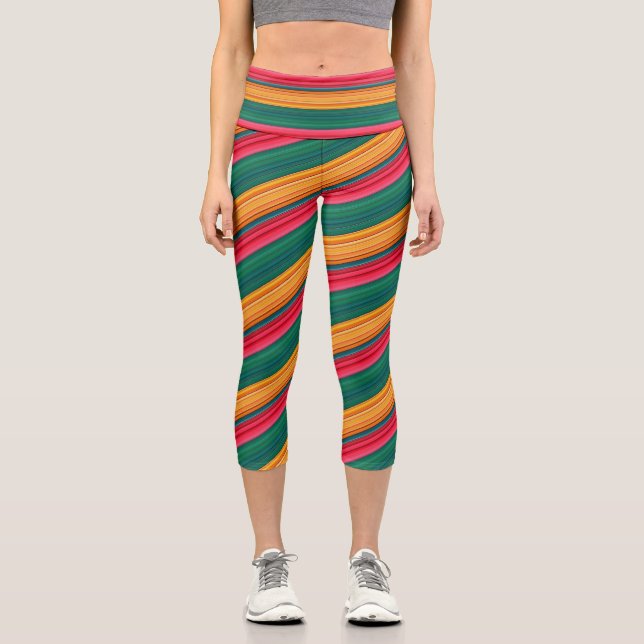 Autumn Harvest Verdant Plaid  Capri Leggings (Front)