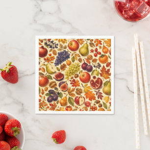 Autumn Harvest Watercolor Pattern Napkins