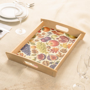 Autumn Harvest Watercolor Pattern Serving Tray