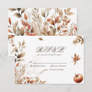 Autumn Harvest Wedding RSVP Botanical Reply Card