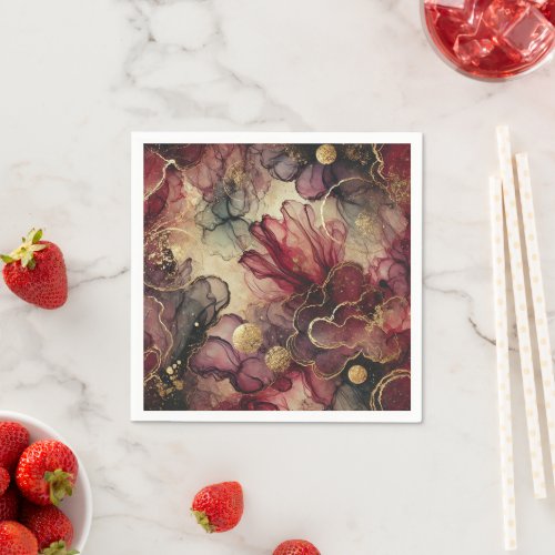 Autumn Harvest Wine Alcohol Ink Decoupage Paper Napkins