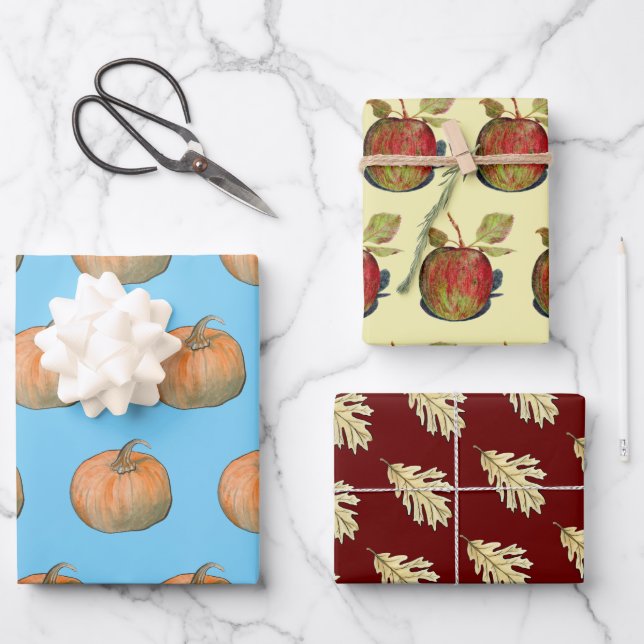 Autumn Harvest Wrapping Paper Sheets (Front)