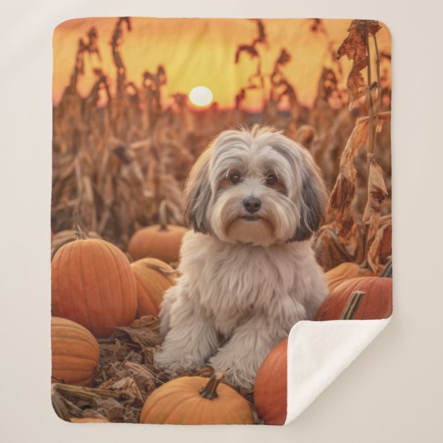 Autumn Havanese – Cozy & Affectionate Sherpa Blanket (Front)