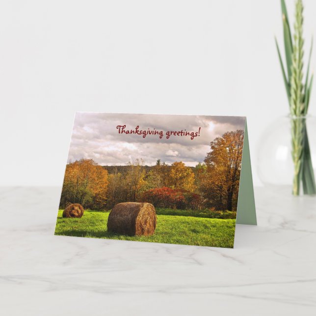Autumn Hay Harvest Thanksgiving Holiday Card (Front)