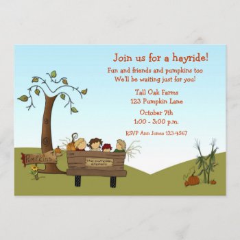 Autumn Hayride  Cart  Kids Invitation by StarStock at Zazzle
