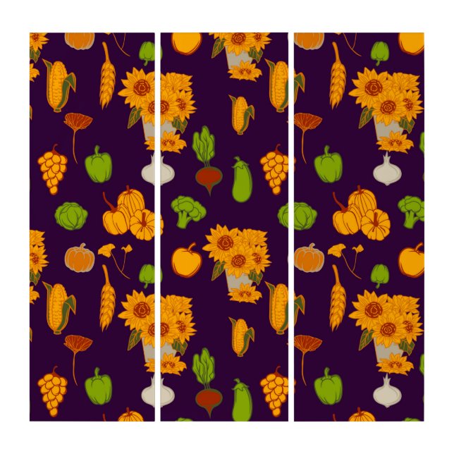 Autumn  Healthy Harvest Veggie And Fruits Throw Pi Triptych (Front)