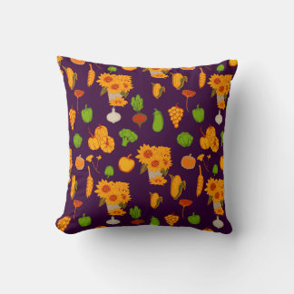 Autumn Healthy Harvest Veggie And Fruits Throw Pillow