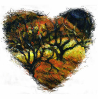 Autumn Heart Ornament with Trees