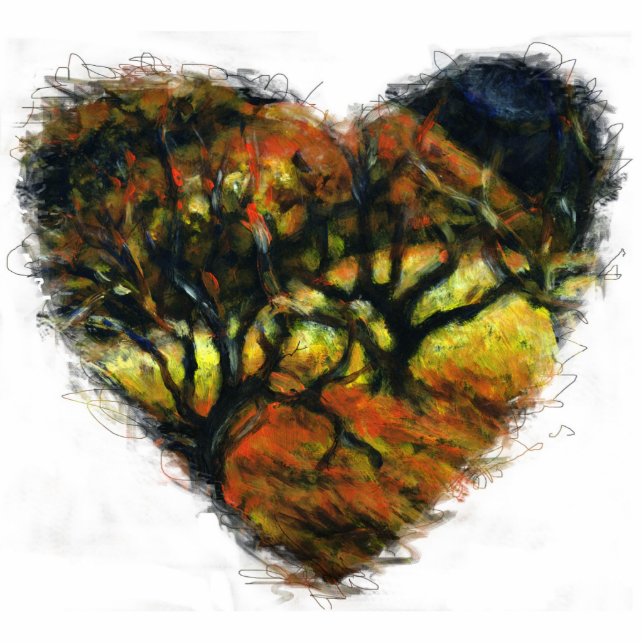 Autumn Heart Ornament with Trees (Front)