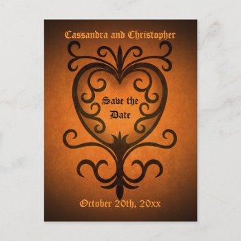 Autumn Heart Save The Date Announcement Postcard by TheHopefulRomantic at Zazzle