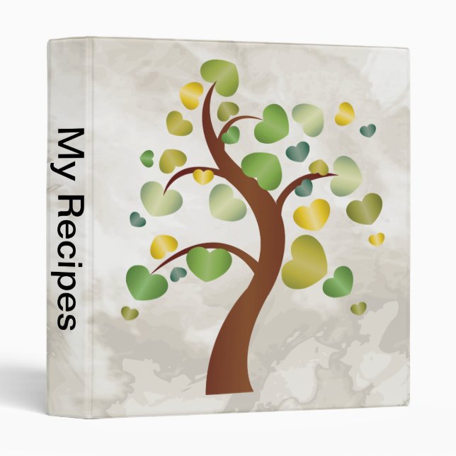 Autumn Hearts Tree 3 Ring Binder (Front/Spine)