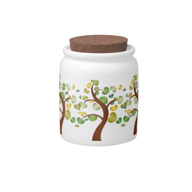Autumn Hearts Tree Candy Jar (Front)