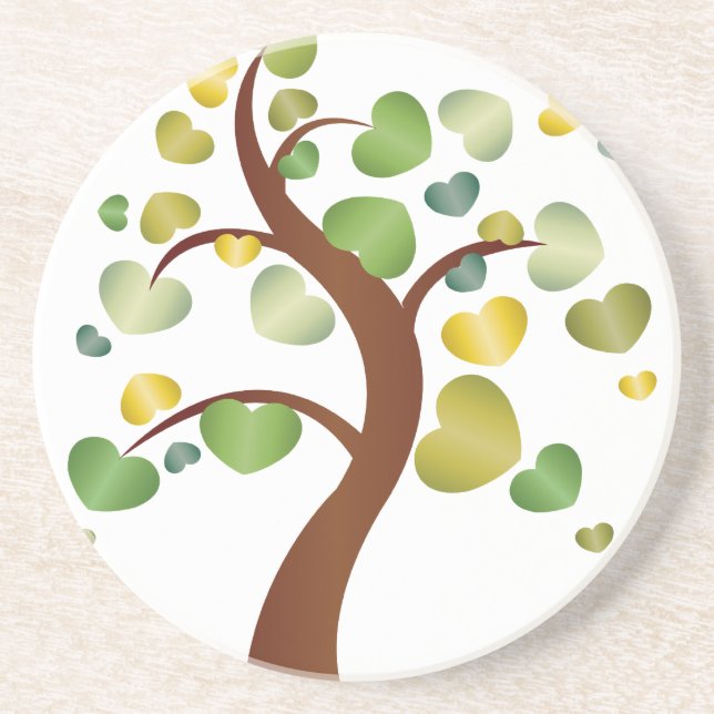 Autumn Hearts Tree Drink Coaster (Front)