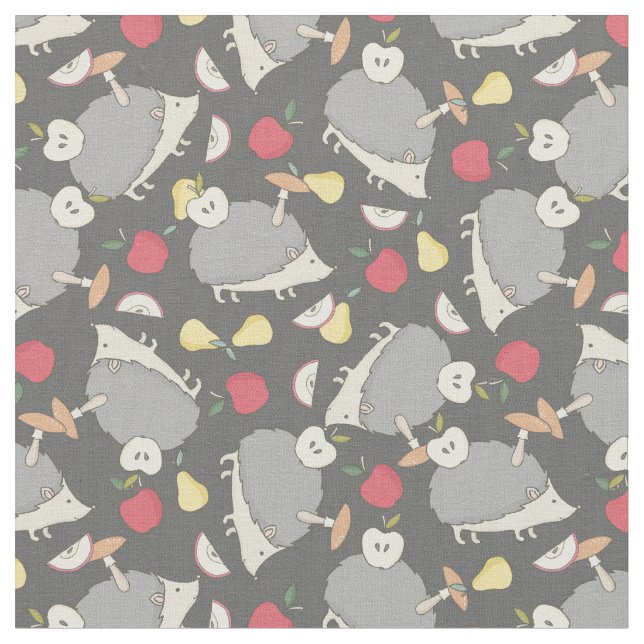 Autumn Hedgehog Fabric (Close Up)